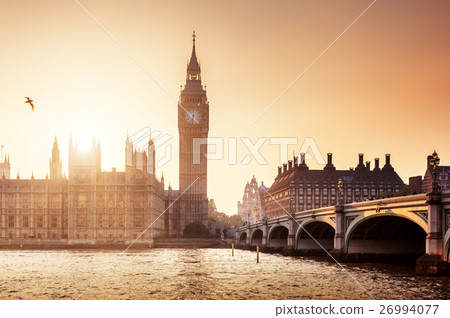 Big Ben and Westminster at sunset, London, UK Big Ben and Westminster at sunset, London, UK 26994077