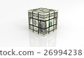 Dollar banknotes on cube - white background 26994238