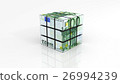 Euro banknotes on cube - white background 26994239