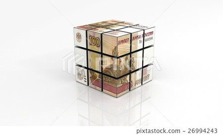 Russian ruble on cube - white background Russian ruble on cube - white background 26994243