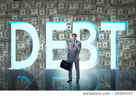 Businessman in debt business concept 26994247