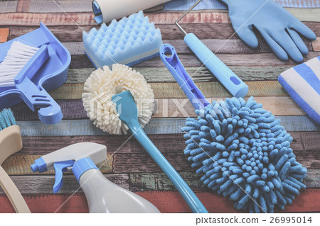 A lot of cleaning tools Woodgraining table A lot of cleaning tools Woodgraining table 26995014