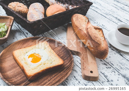 Breakfast coffee and bread Breakfast coffee and bread 26995165
