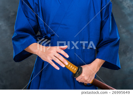 男日本劍和日本服裝男 26995649