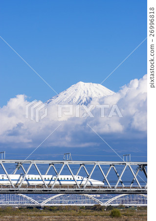 Shinkansen Fuji crossing the Fuji River Shinkansen Fuji crossing the Fuji River 26996818
