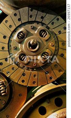 Orange painted automobile engine part Orange painted automobile engine part 26997137