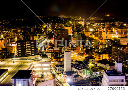 大分市和別府市市鎮夜景 照片素材 圖片 圖庫