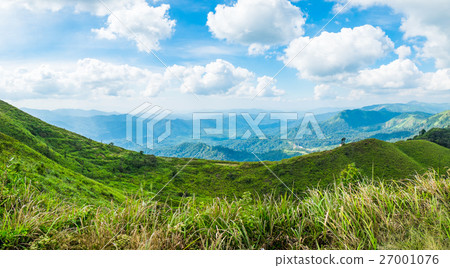 Green mountain peak bright sky Green mountain peak bright sky 27001076