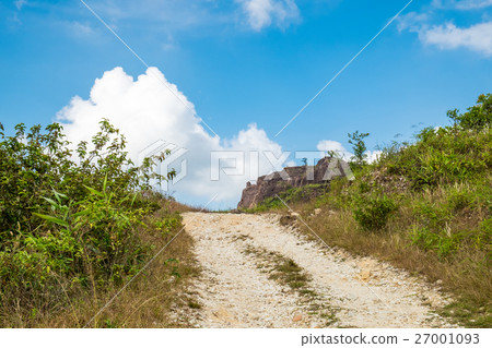 Old mine mountain dirt road blue sky Old mine mountain dirt road blue sky 27001093