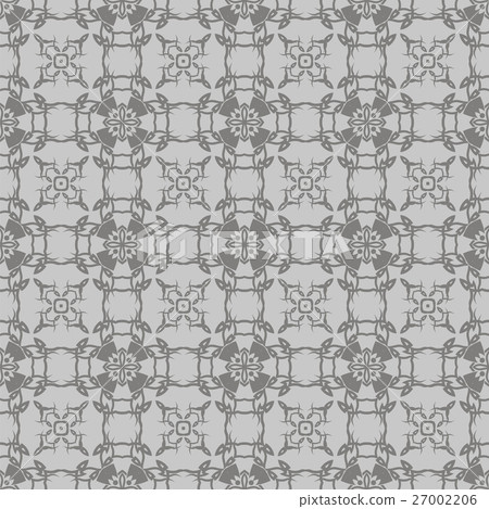 Grey Ornamental Seamless Line Pattern 27002206