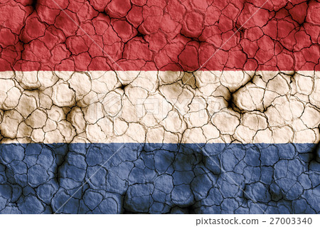 乾裂土壤上的荷蘭國旗特寫紋理背景(高分辨率 3D CG 渲染∕著色插圖)飢荒乾旱自然災害 乾裂土壤上的荷蘭國旗特寫紋理背景(高分辨率 3D CG 渲染∕著色插圖)飢荒乾旱自然災害 27003340