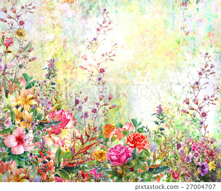 Abstract flowers watercolor painting. Spring Abstract flowers watercolor painting. Spring 27004707