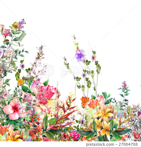 Abstract flowers watercolor painting. Spring Abstract flowers watercolor painting. Spring 27004708