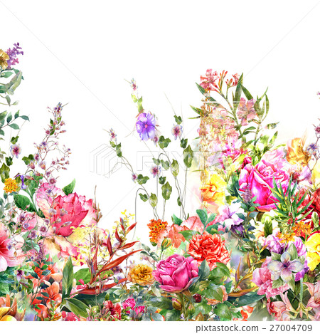 Abstract flowers watercolor painting. Spring Abstract flowers watercolor painting. Spring 27004709