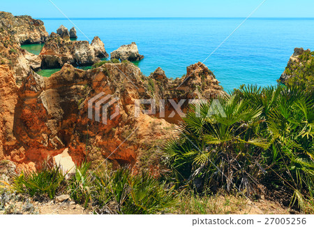 Summer Atlantic rocky coastline, Algarve, Portugal Summer Atlantic rocky coastline, Algarve, Portugal 27005256