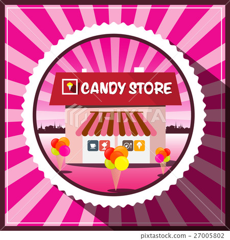 Candy Store. Vector Pink Retro Cover Design. 27005802