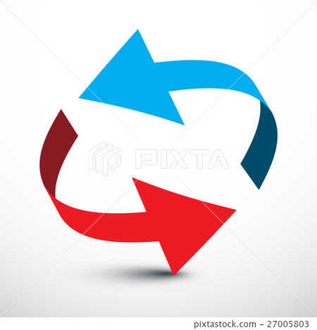 Arrow. Vector Red and Blue Arrows in Circle Set. 27005803