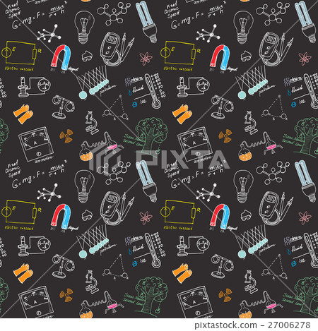 Physics and sciense Doodles seamless pattern 27006278