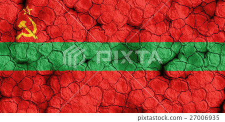 乾裂土壤上的聶斯特河沿岸摩爾達維亞國旗特寫紋理背景（高分辨率 3D CG 渲染著色插圖）飢荒乾旱災害 27006935