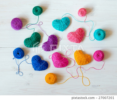 Multicolored Hearts with a balls of thread Multicolored Hearts with a balls of thread 27007201