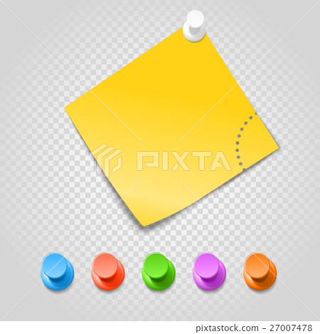 Color pins and paperclip isolated on transparent - Stock Illustration ...