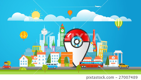 Dirrefent world famous sights. Modern cityscape  27007489