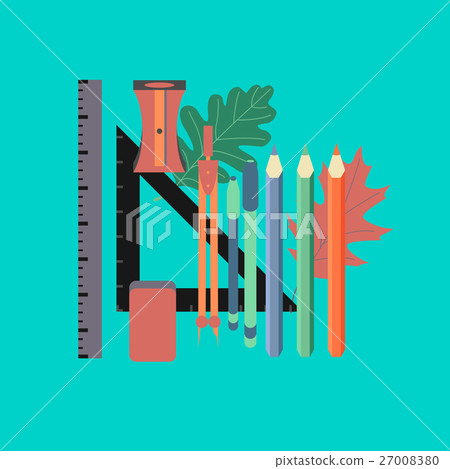 flat icon on stylish background pencils pens ruler 27008380