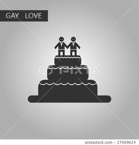 black and white style icon gays wedding cake - Stock Illustration ...