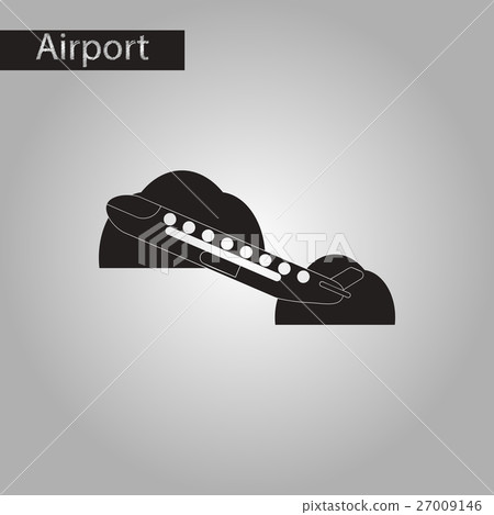 black and white style icon airplane takeoff 27009146