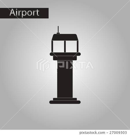 black and white style icon airport control tower - Stock Illustration ...