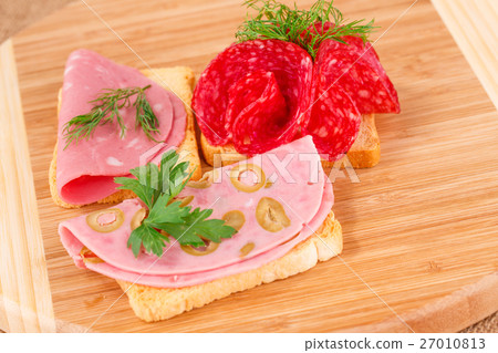 Sandwiches with salami and mortadella 27010813