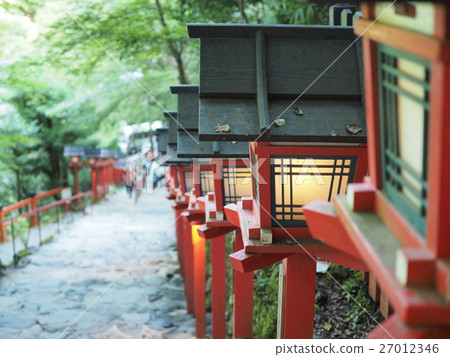 The staircase of Kibune shrine lanterns 27012346