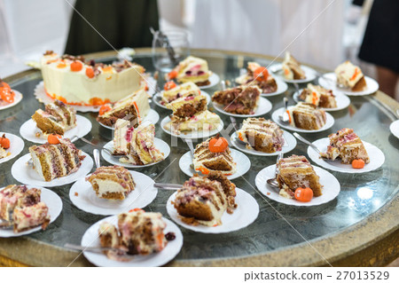 Catering service plate .appetizing sandwiches on 27013529