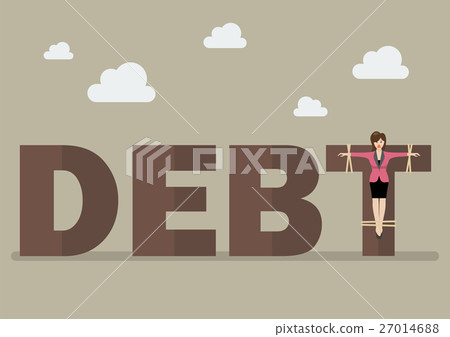 Business woman crucified on debt Business woman crucified on debt 27014688