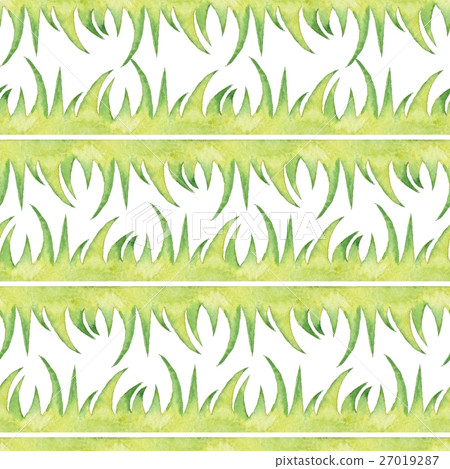 Seamless border with grass. Watercolor pattern 7. Seamless border with grass. Watercolor pattern 7. 27019287