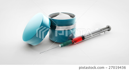 Illustration of hyaluronic acid cream with syringe 27019436