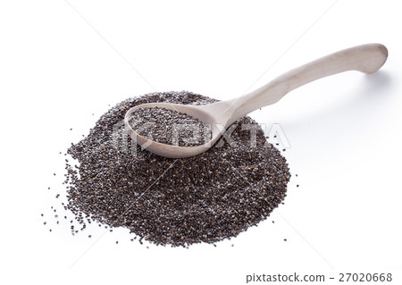 Chia seeds in spoon on white Chia seeds in spoon on white 27020668