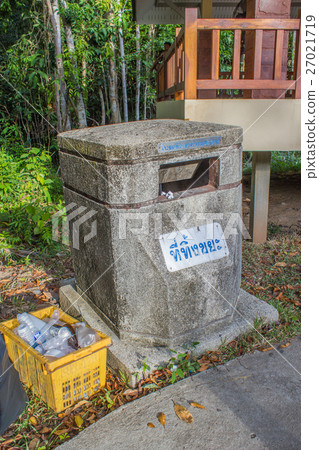 bin made from cement with Thai wording bin made from cement with Thai wording 27021719