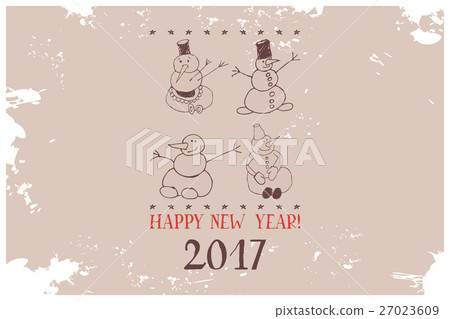 Vintage Card Snowman vector illustration. Vintage Card Snowman vector illustration. 27023609