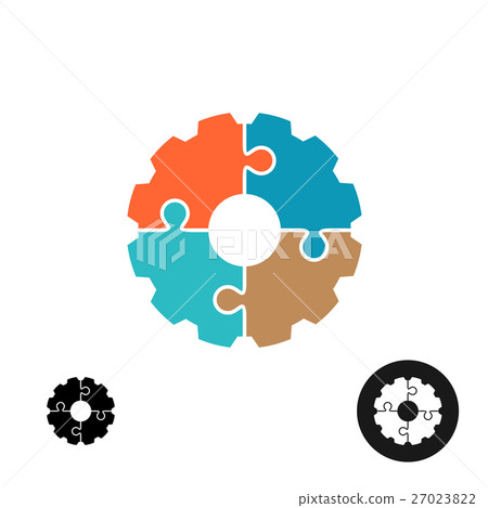 Gear shape puzzle logo or infographic base concept 27023822