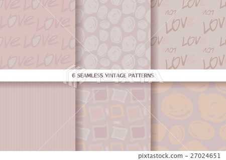 Set of vintage seamless patterns in pastel tones 27024651