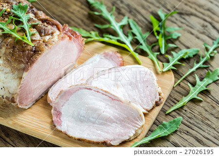 Baked meat with fresh rocket salad 27026195