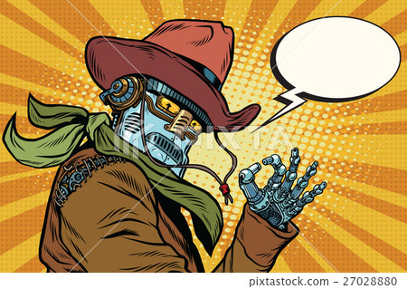 Steampunk robot cowboy okay gesture 27028880