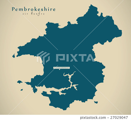 Modern Map - Pembrokeshire Wales UK illustration 27029047