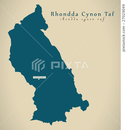 Modern Map - Rhondda Cynon Taf Wales UK 27029049