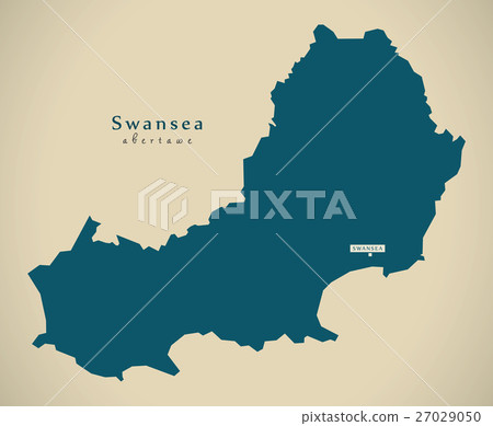 Modern Map - Swansea Wales UK illustration 27029050