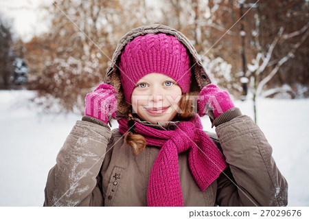 Happy Child Girl in Winter Day Outdoors 27029676