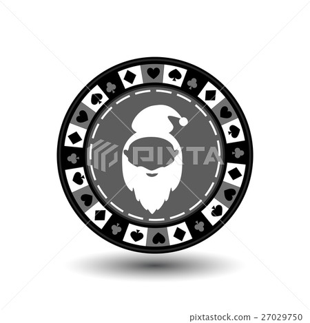 poker chip Christmas new year. Santa Claus gray 27029750