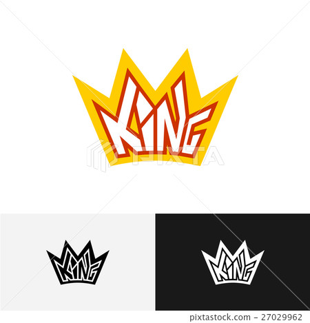 King crown text logo. Letters of a King word. King crown text logo. Letters of a King word. 27029962