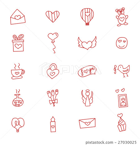 Hand drawn love and hearts doodles icon , vector. Hand drawn love and hearts doodles icon , vector. 27030025